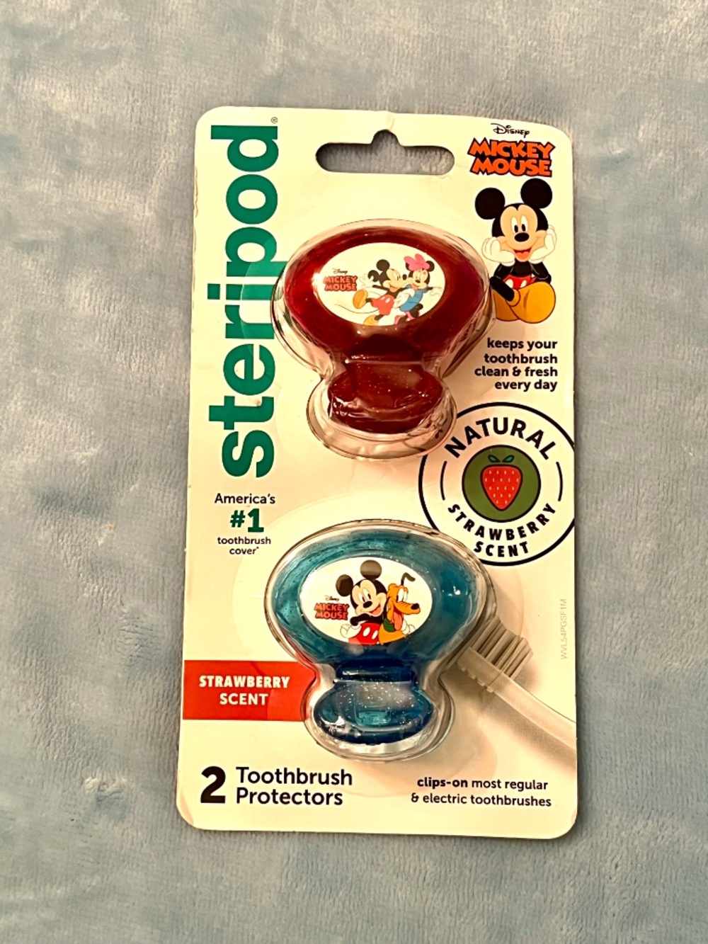 Steripod Kids Clip-On Toothbrush Protector, Mickey Mouse, Strawberry Scent - Picture 2 of 6